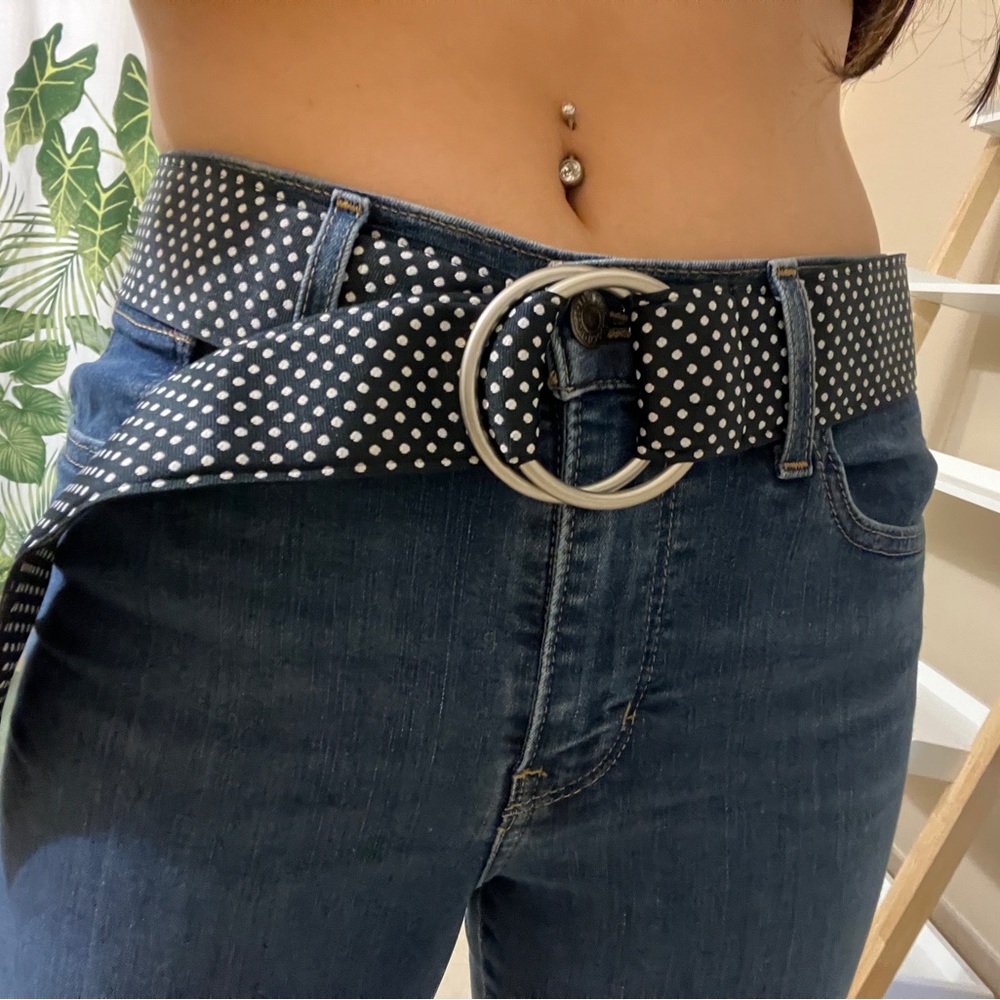 JCrew Navy Polka Dot Ring Belt